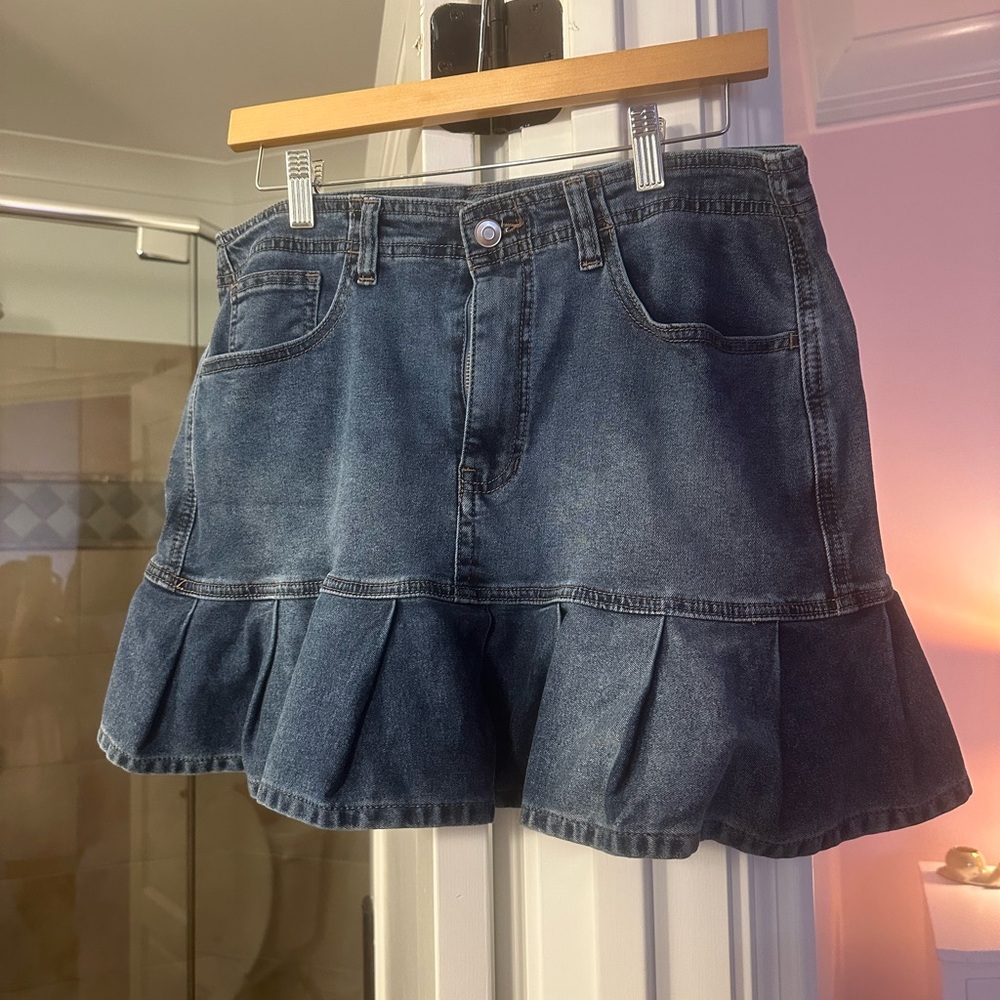 Ruffle Jean Skirt